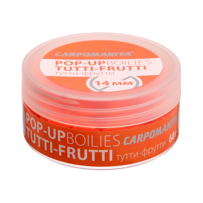 

Плавающие бойлы Carpomaniya Pop-Up Boilies с ароматом тутти фрутти, 14 мм, 60 г, Розовый, Pop-Up Boilies