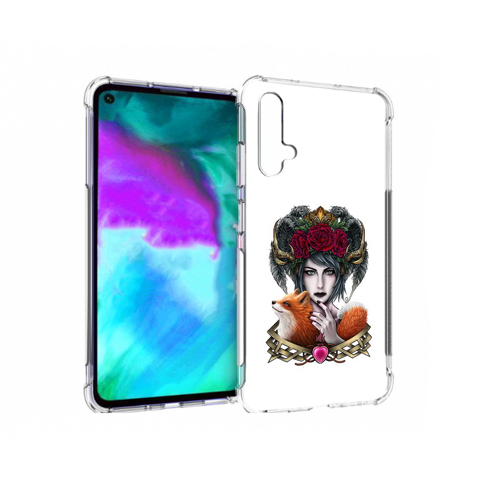 

Чехол бампер MyPads девушка с лисой для Huawei nova 5T противоуд, Прозрачный, Tocco