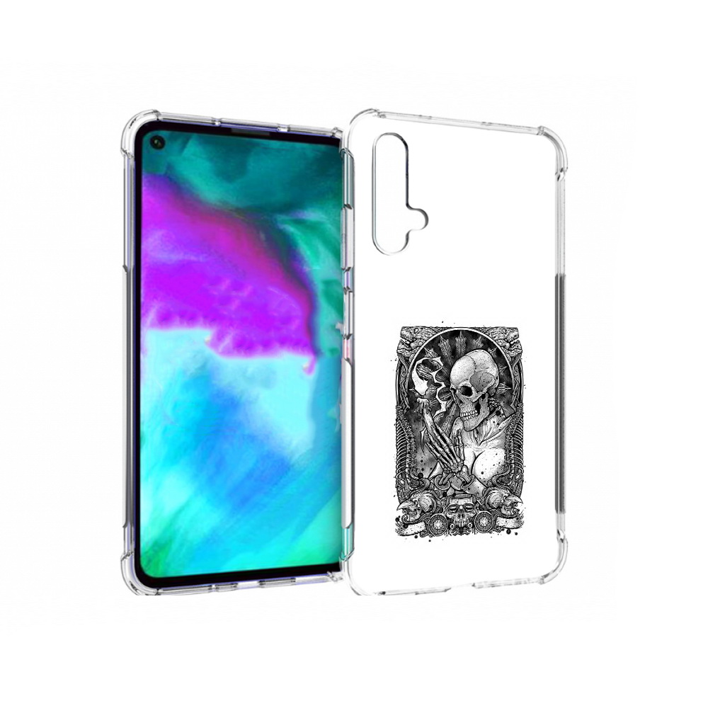 

Чехол бампер MyPads девушка скелет для Huawei nova 5T противоуда, Прозрачный, Tocco