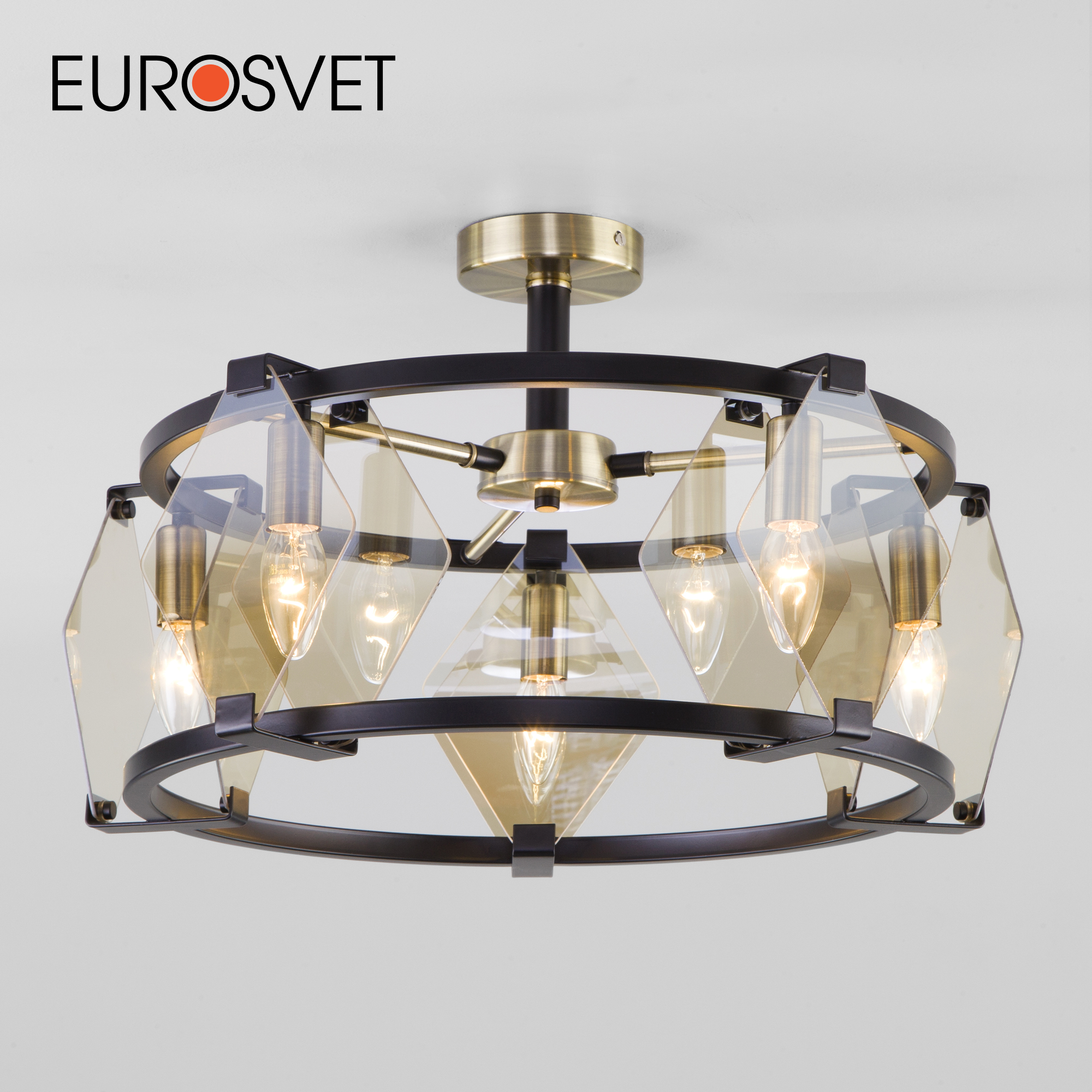 

Умная потолочная люстра Eurosvet Aragon 60126/5 черный античная бронза E14 Minimir Home
