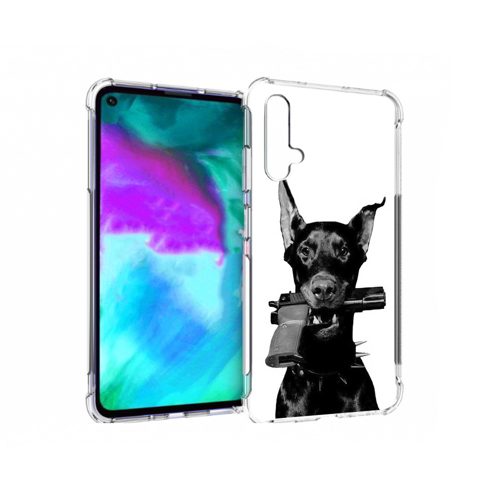 

Чехол бампер MyPads доберман с пистолетом для Huawei nova 5T про, Прозрачный, Tocco