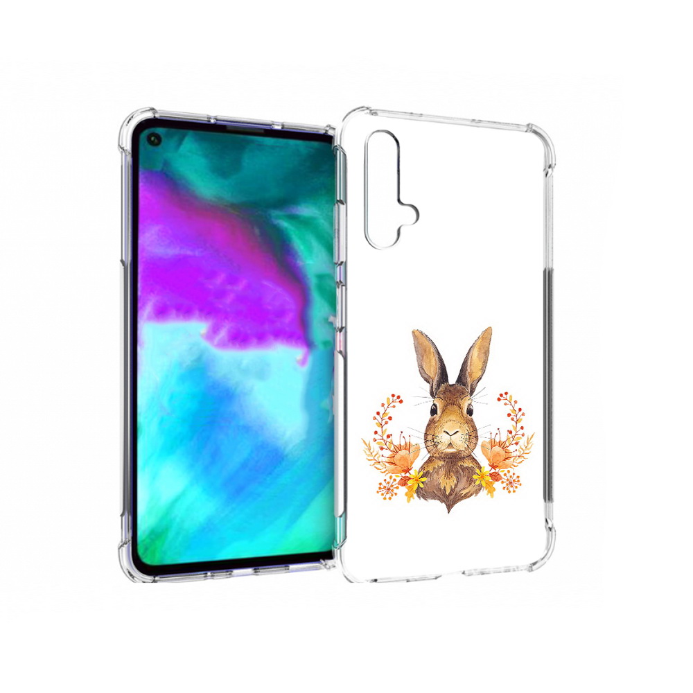 Чехол бампер MyPads зайка в цветах для Huawei nova 5T противоуда
