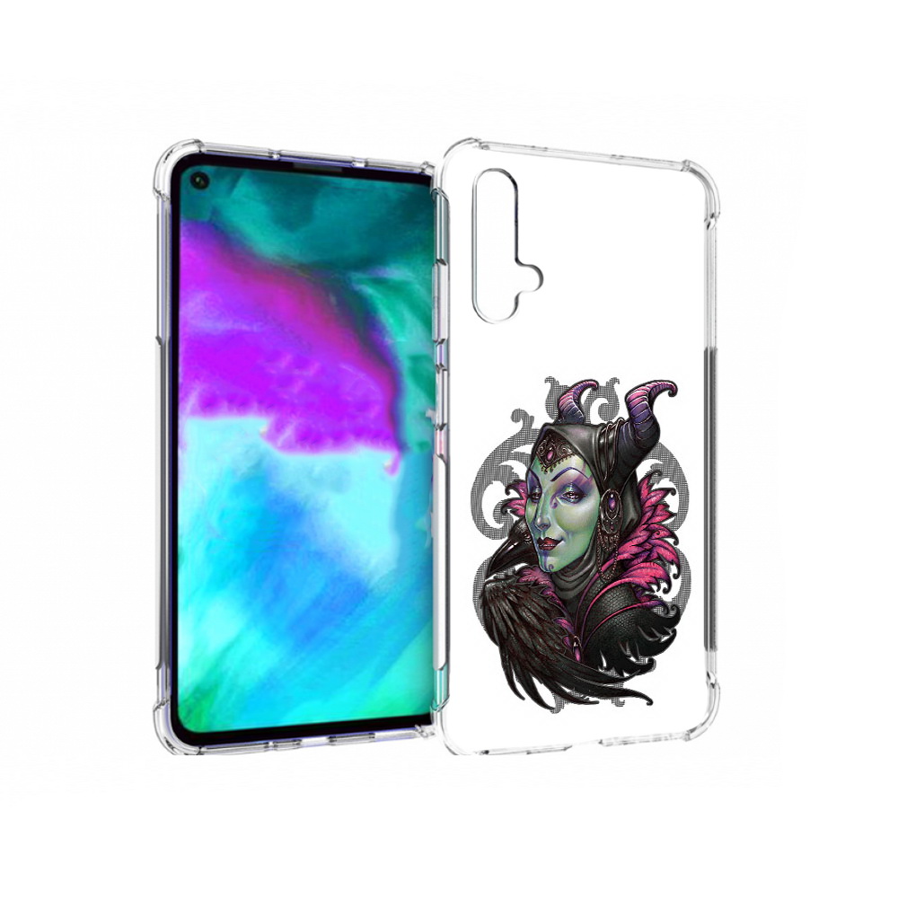 

Чехол бампер MyPads зеленая девушка с вороном для Huawei nova 5T, Прозрачный, Tocco