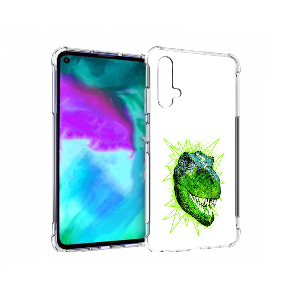 

Чехол бампер MyPads зеленый динозавр для Huawei nova 5T противоу, Прозрачный, Tocco