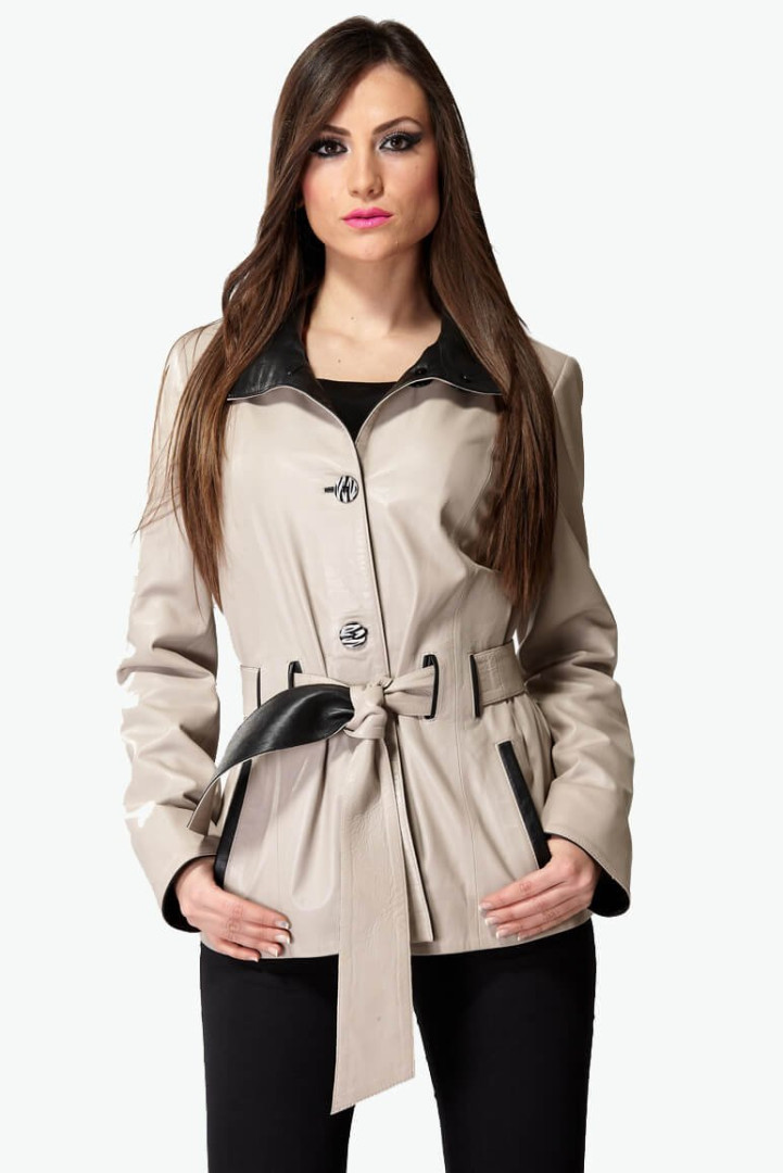 Кожаная куртка женская Deriza 39-4350krem бежевая M (товары доставляются из-за рубежа)