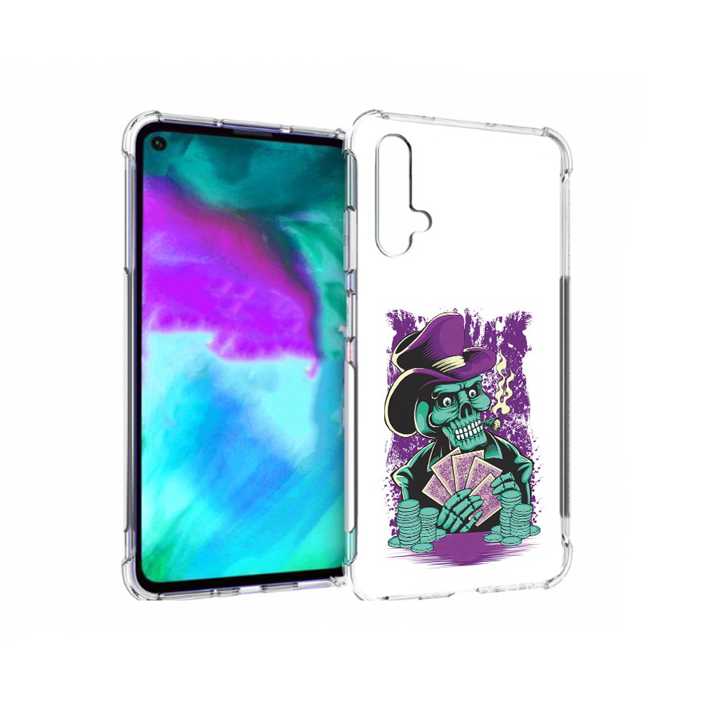 

Чехол бампер MyPads зеленый череп с картами для Huawei nova 5T п, Прозрачный, Tocco