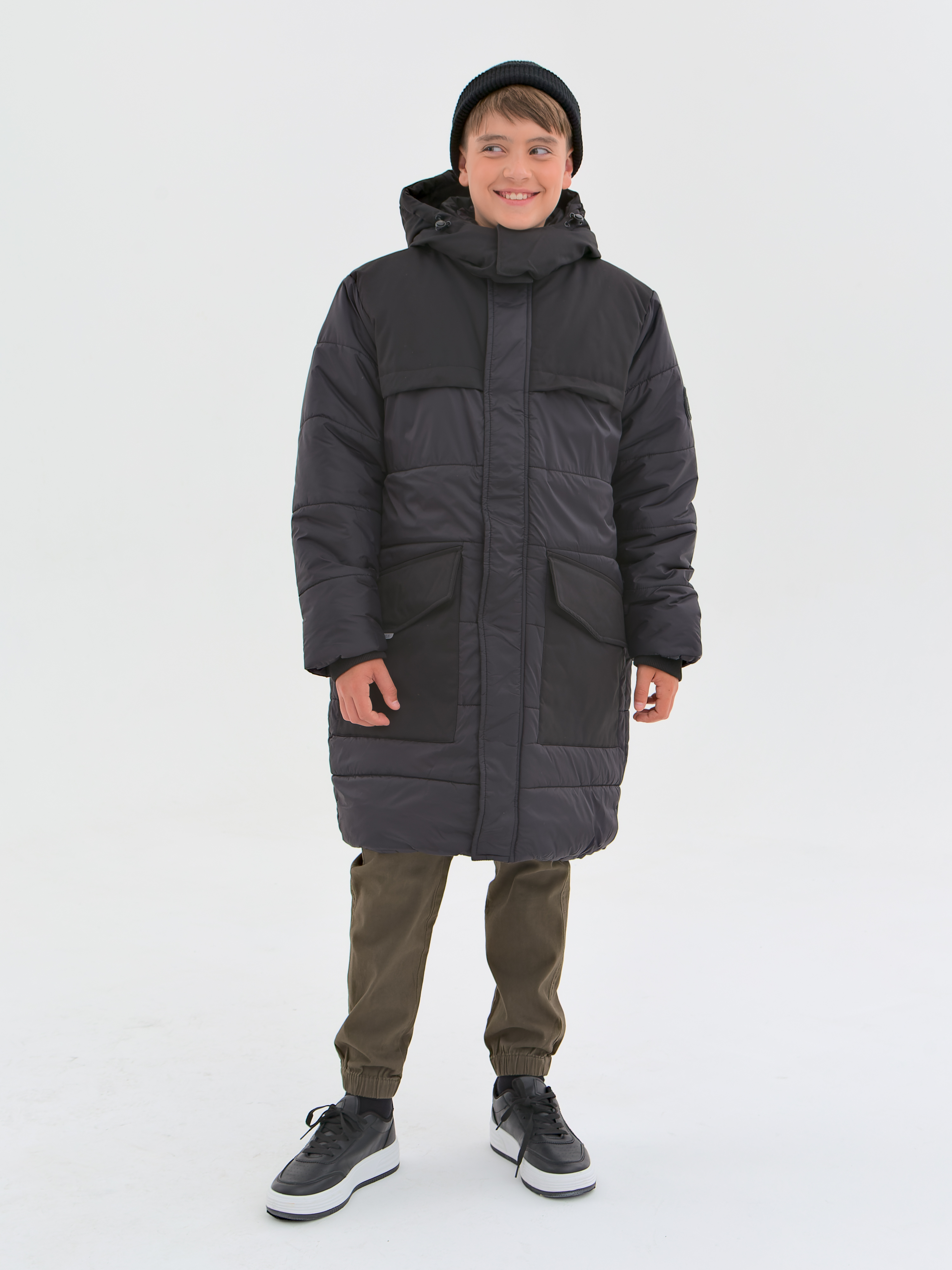 Пальто детское WBR 68-004, черный, 146