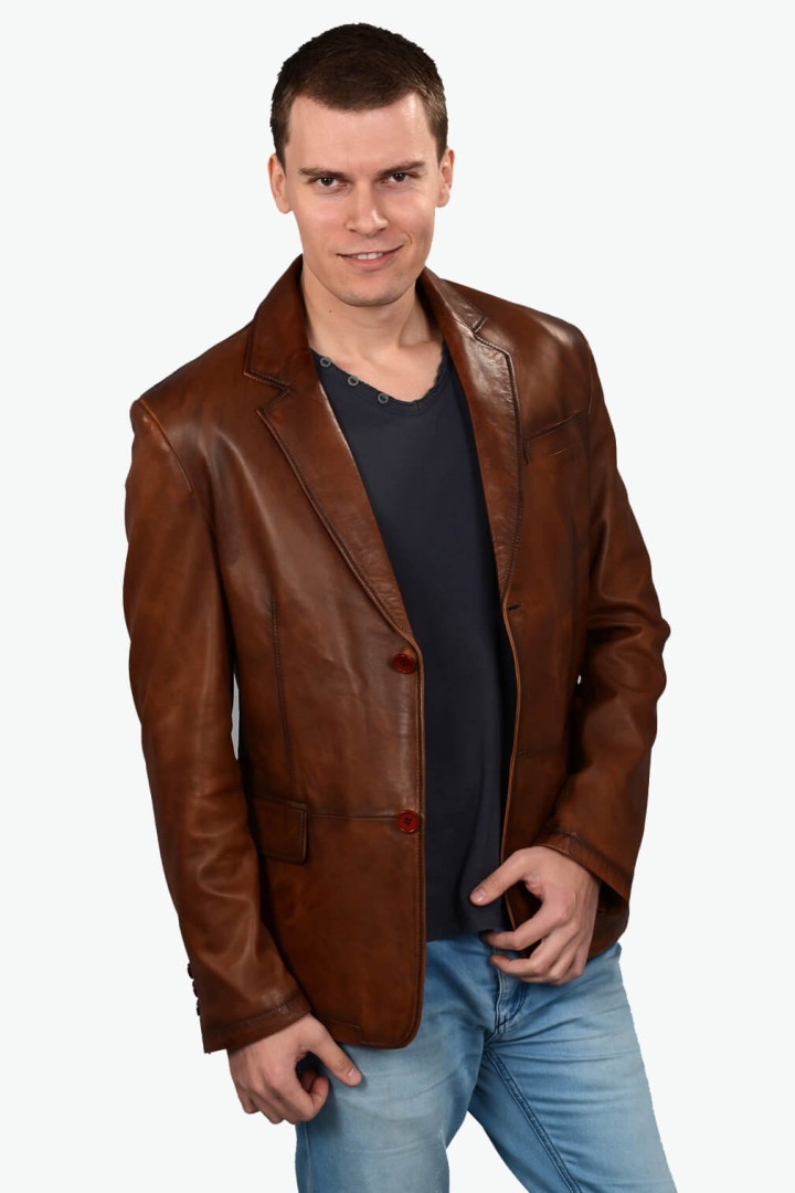 Кожаная куртка мужская Deriza 35-ZoraBT коричневая 2XL (доставка из-за рубежа)
