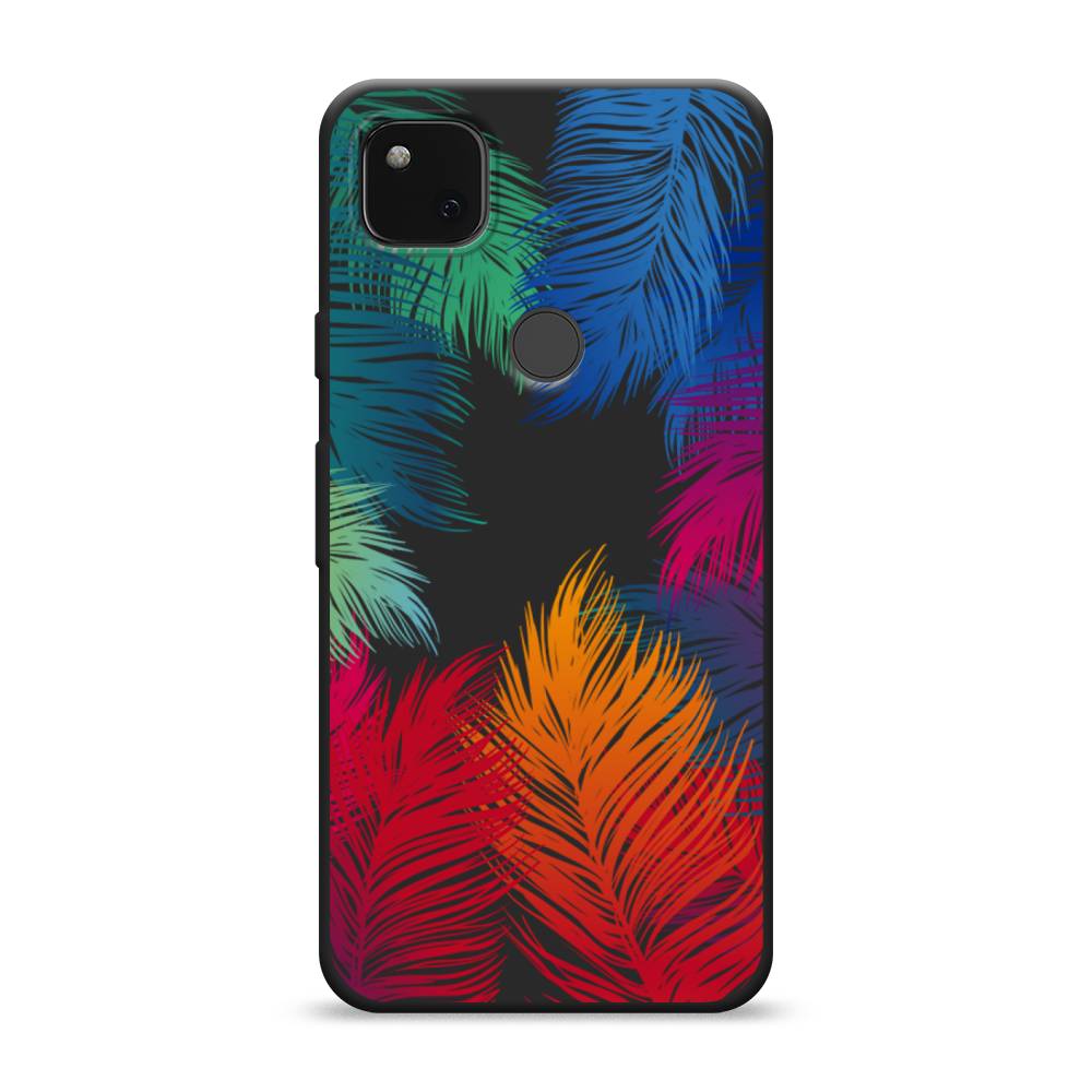 

Матовый силиконовый чехол "Рамка из перьев" на Google Pixel 4A