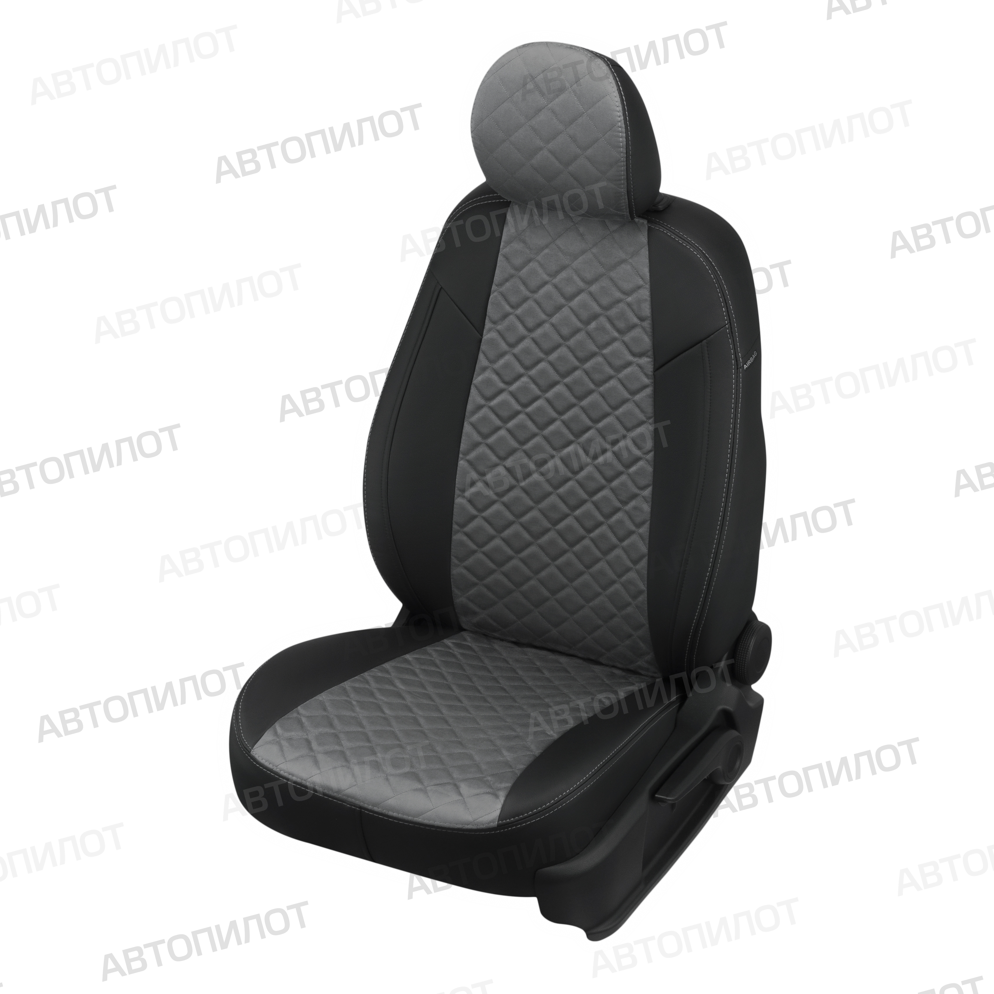 

К-кт чехлов Sollers Argo 3 места с 22г./JAC N25/N35-Алькантара ромб Черный+Серый
