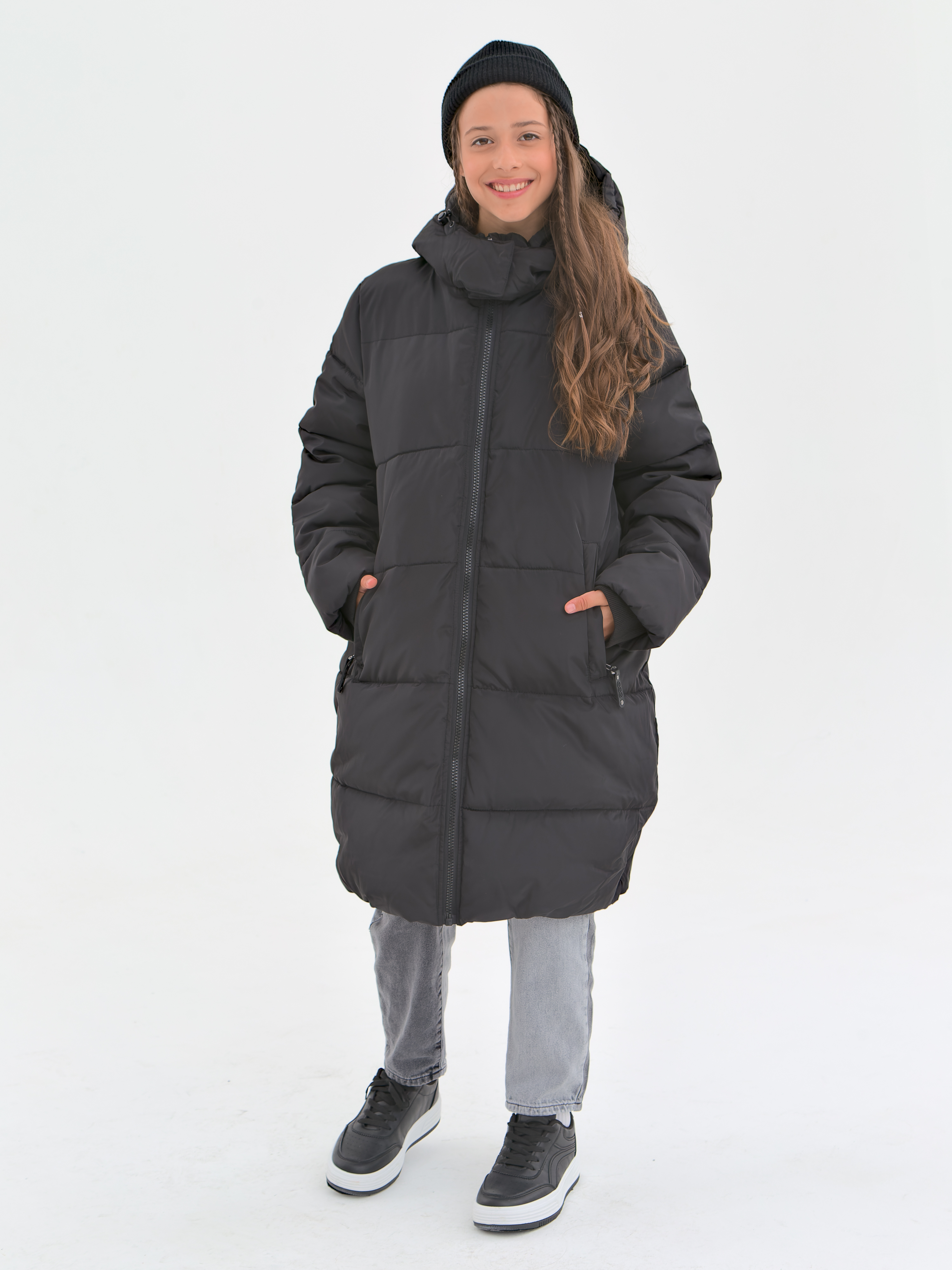 Пальто детское WBR 68-018, черный, 134