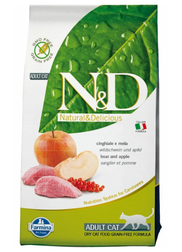 

Сухой корм для кошек Farmina Natural&Delicios Ancestral Grain Adult кабан и яблоко 1,5 кг