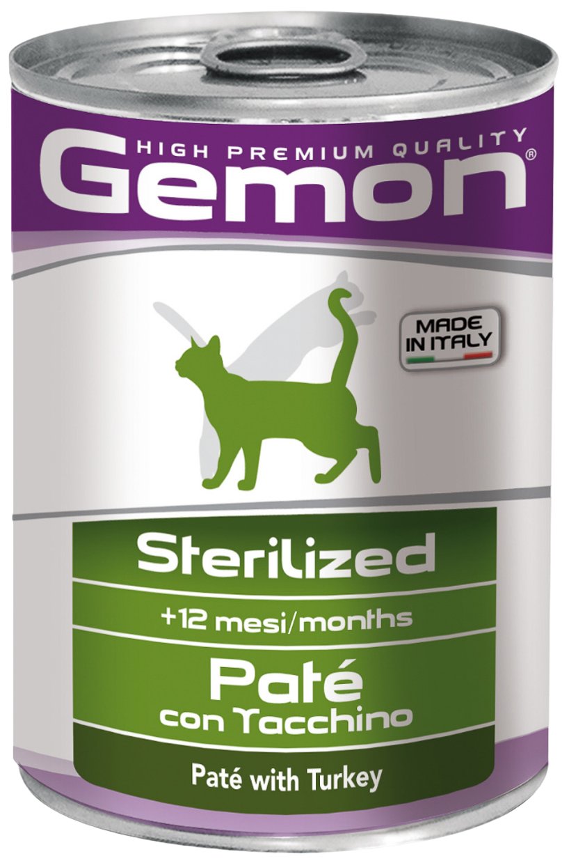 

Консервы для кошек Gemon Cat Sterilised, индейка, паштет, 400 г, Sterilised