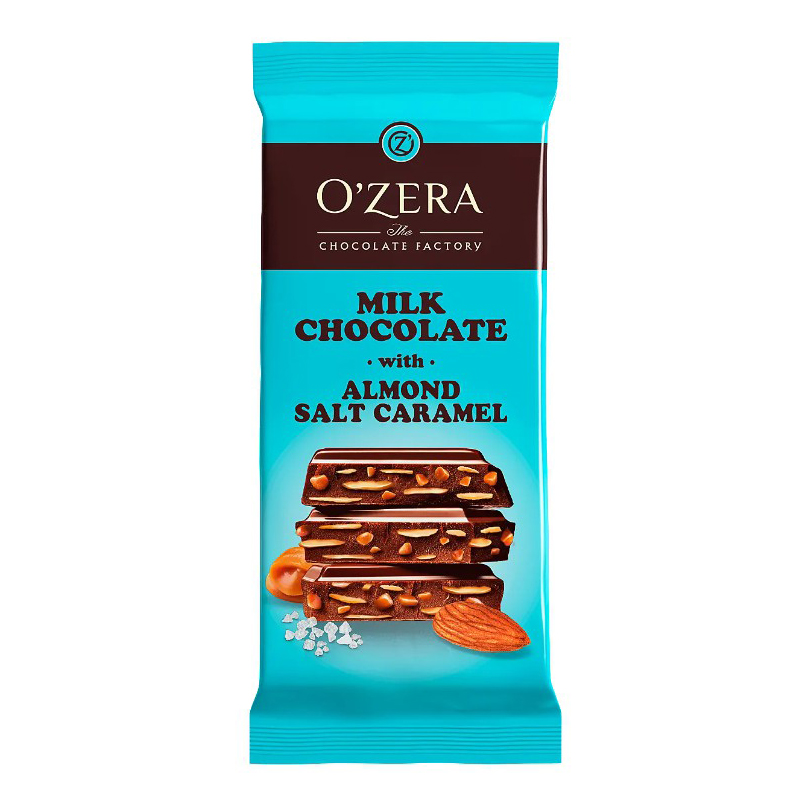 Шоколад O'Zera Milk & Almonds with salt caramel молочный 90 г