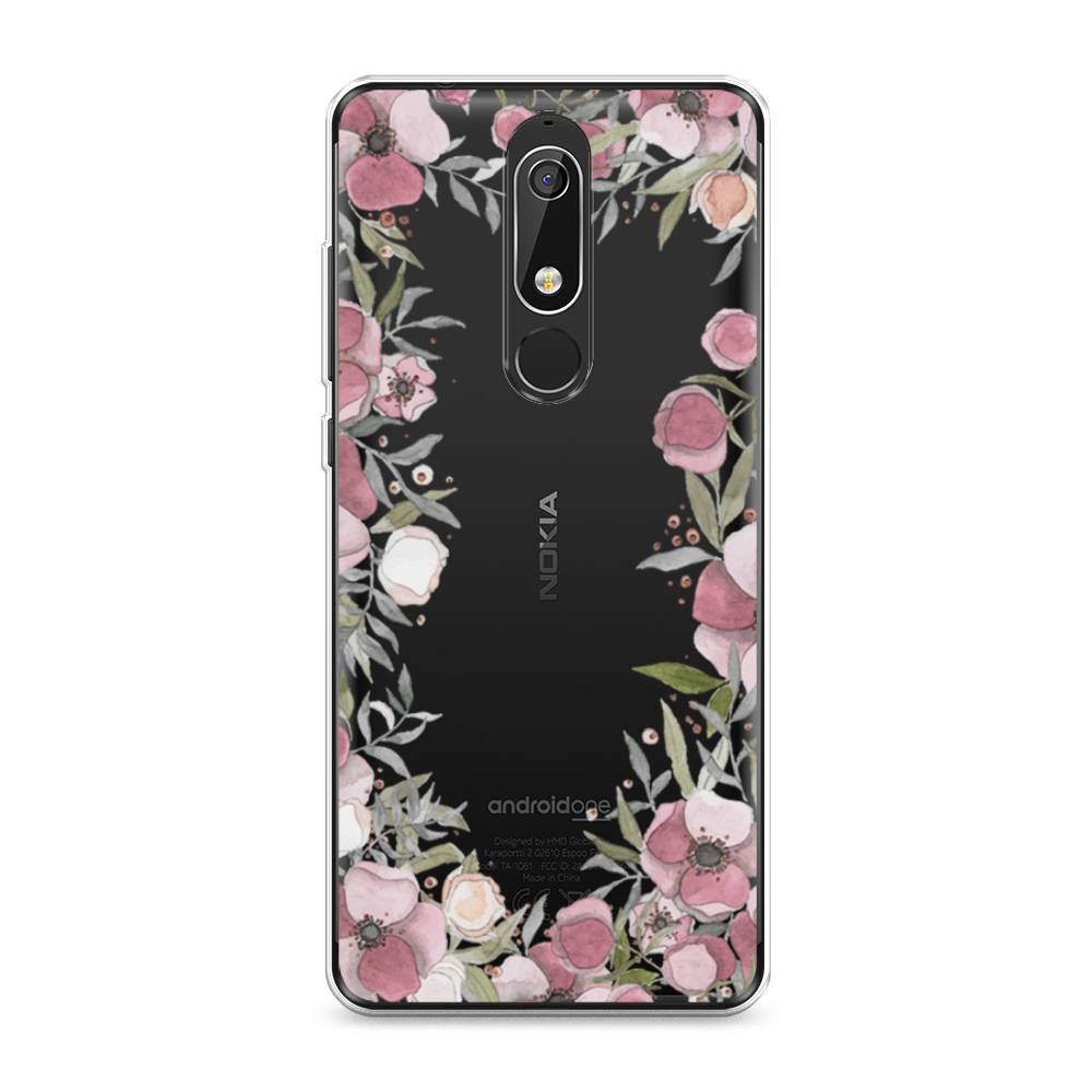 фото Чехол awog "розовая цветочная рамка" для nokia 5.1