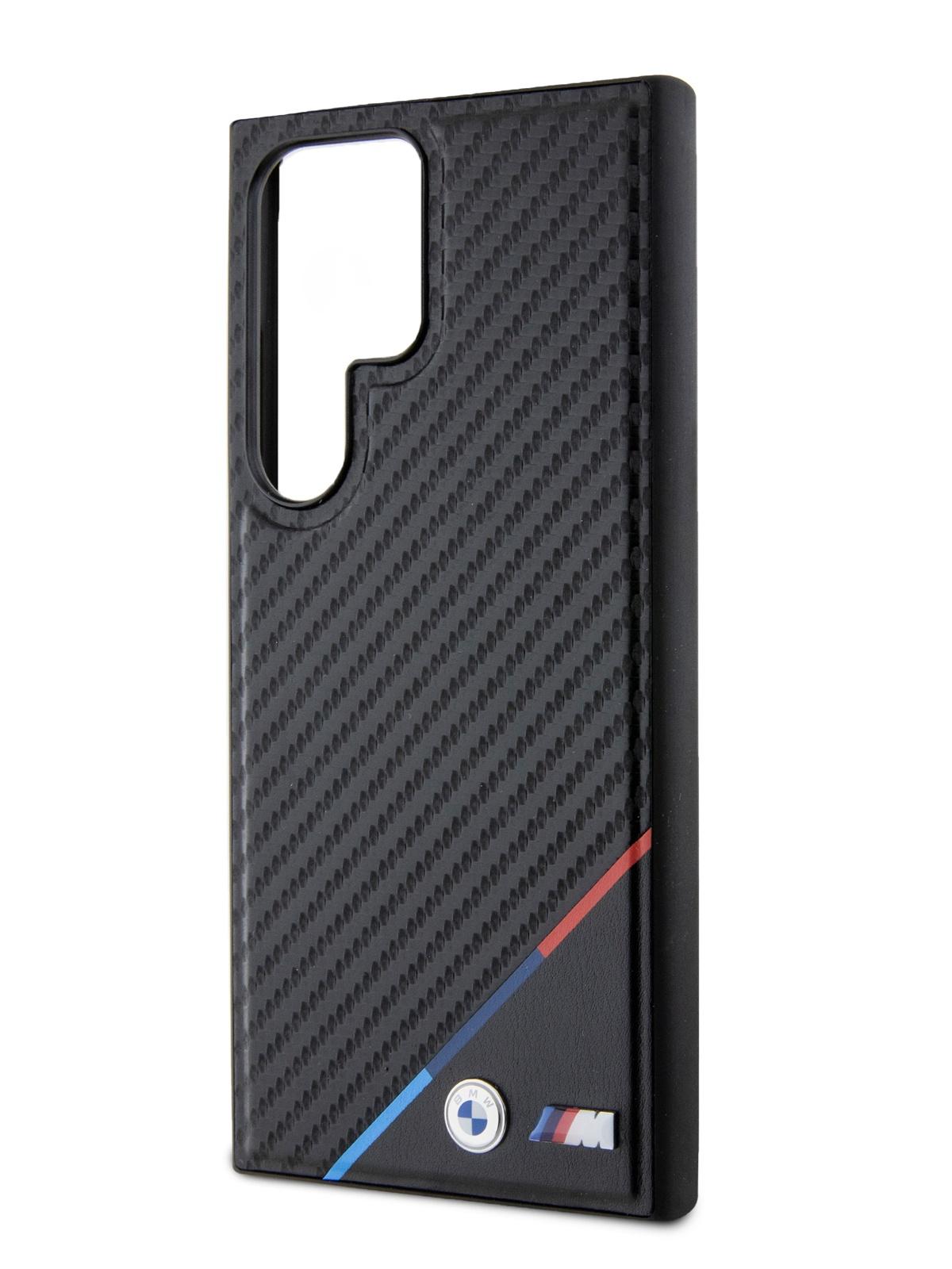 Чехол BMW для Galaxy S24 Ultra из экокожи с MagSafe Tricolor Metal logo Hard Black