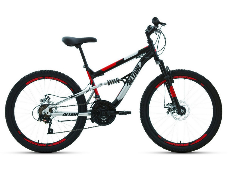 

Подростковый велосипед Altair MTB FS 24 D, год 2022, ростовка 15, Черный-Красный