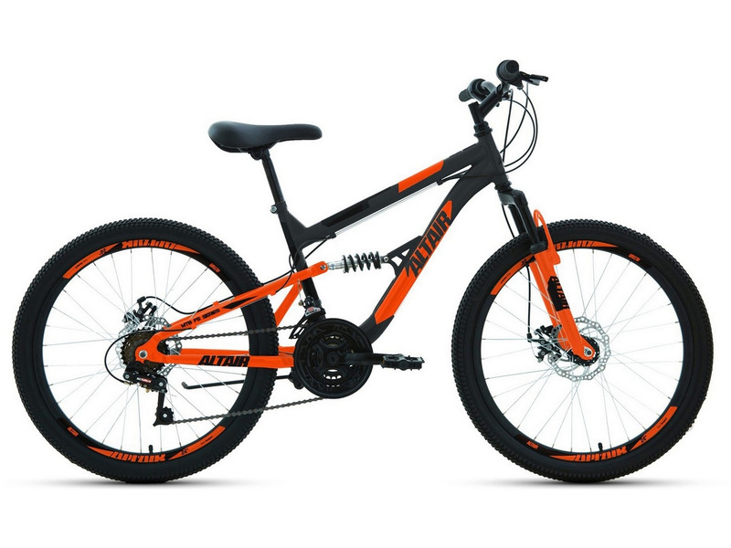 

Подростковый велосипед Altair MTB FS 24 Disc, год 2021, цвет Серебристый-Оранжевый