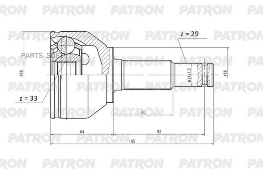 

ШРУС наружный 29x56x33 NISSAN QASHQAI J10F 1.6i 06- PATRON PCV1150