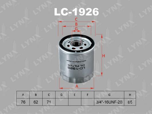 

Фильтр масляный двигателя LYNXAUTO lc1926
