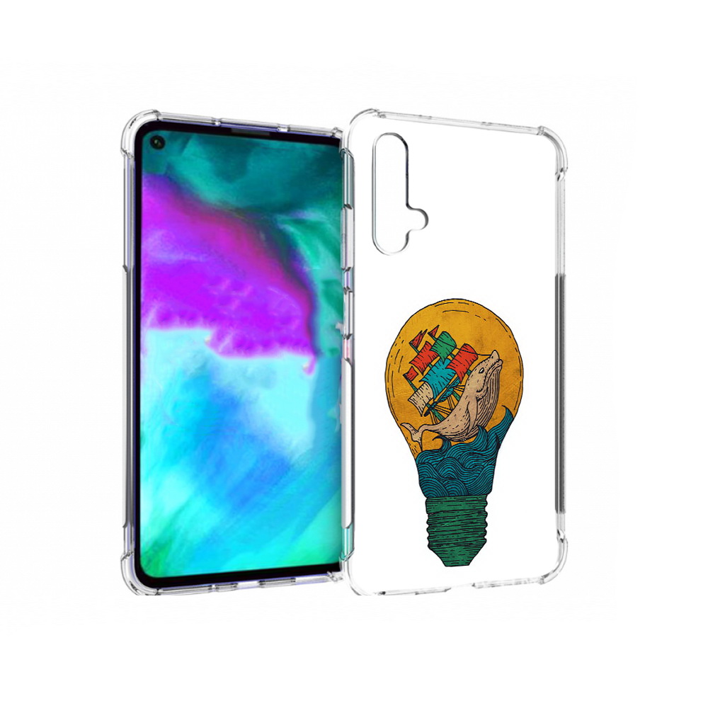 

Чехол бампер MyPads кит в лампочке с парусами для Huawei nova 5T, Прозрачный, Tocco