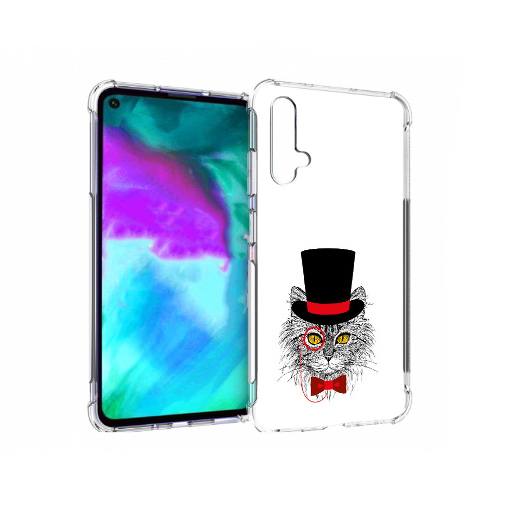 Чехол бампер MyPads кот в шляпе для Huawei nova 5T противоударный