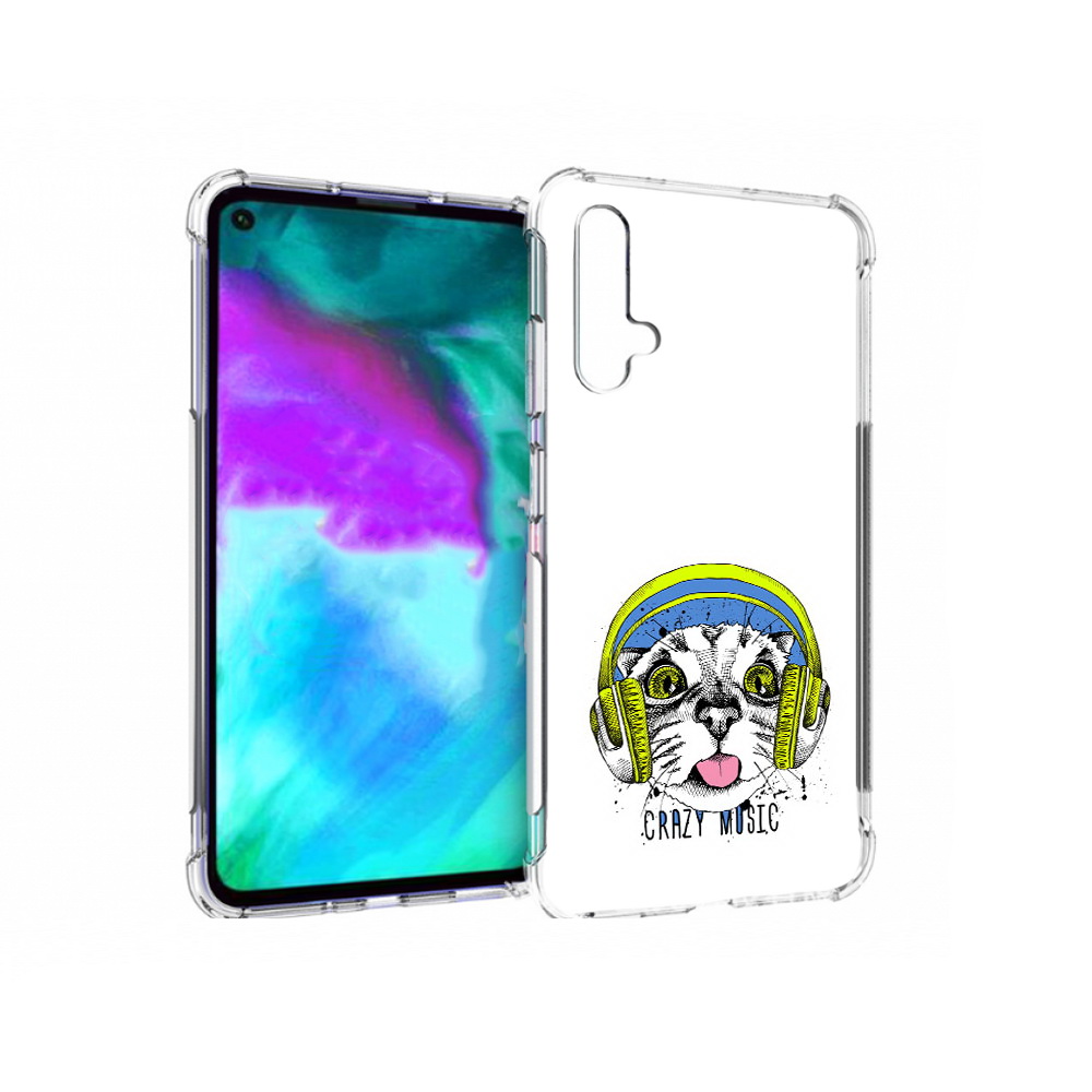 Чехол бампер MyPads кошка в наушниках рисунок для Huawei nova 5T