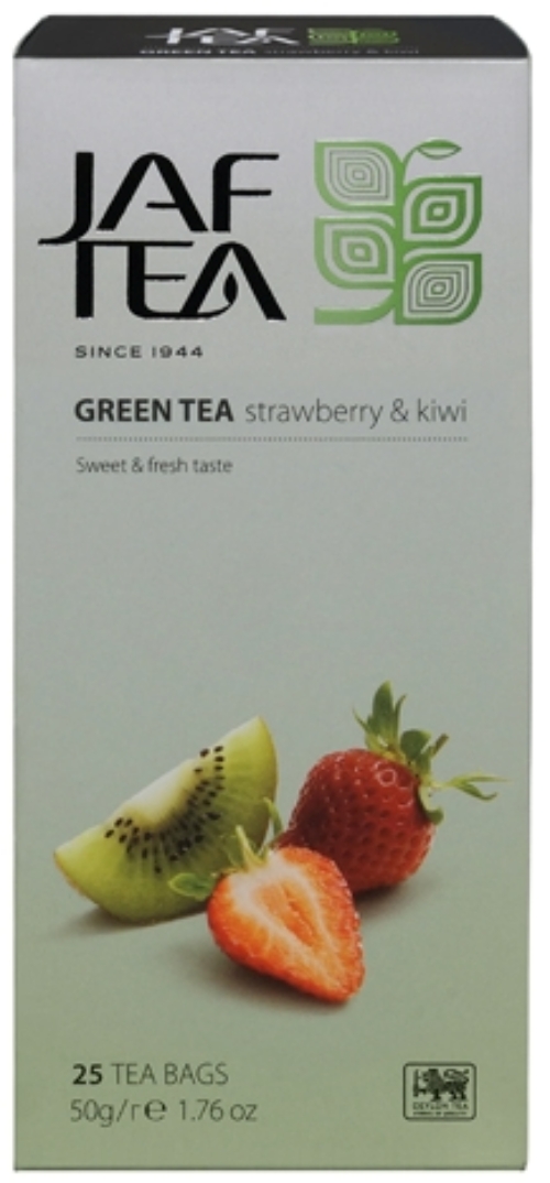 Чай зелёный JAF TEA Green Strawberry+Kiwi с ароматом клубники и киви, 25 пак.