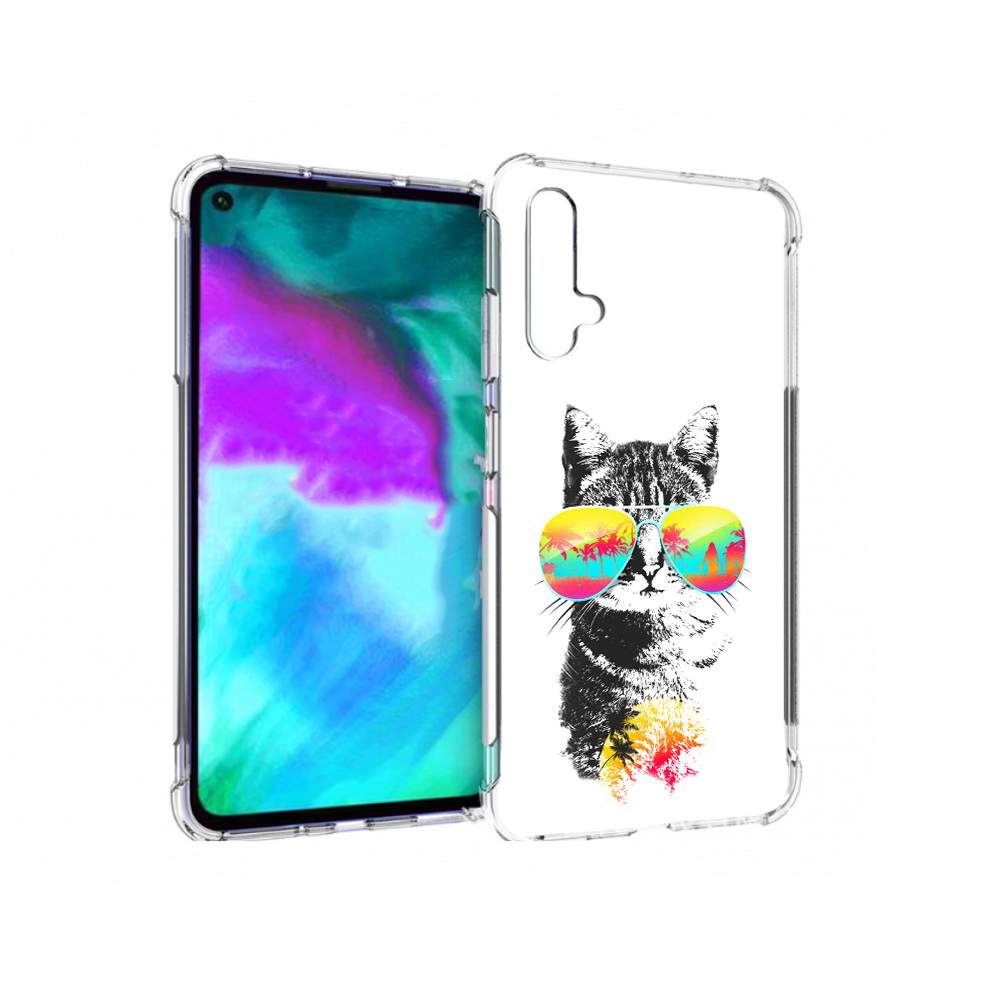 

Чехол бампер MyPads крутой кот для Huawei nova 5T противоударный, Прозрачный, Tocco