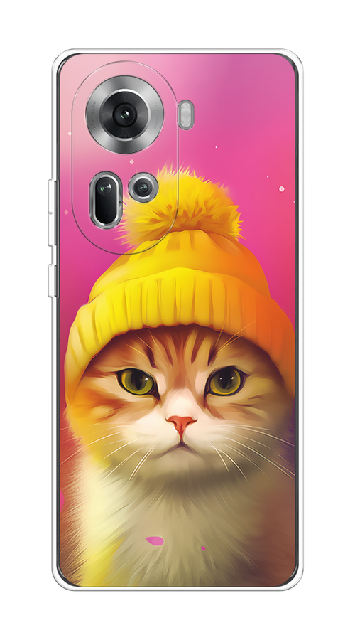 

Чехол на Oppo Reno 11 (Global) "Котик в шапочке", Розовый;желтый;бежевый, 2515850-1