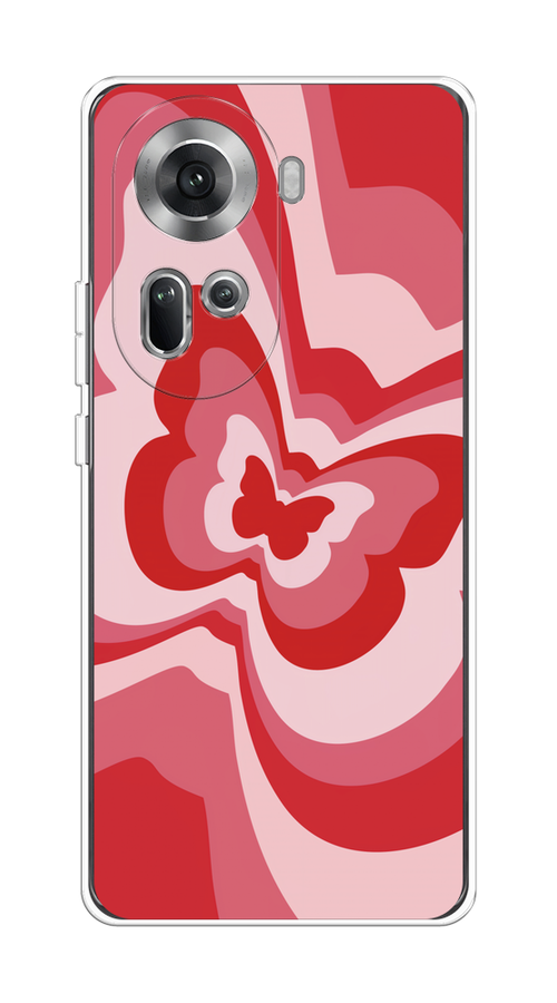 

Чехол на Oppo Reno 11 (Global) "Бабочка в стиле хиппи", Красный;розовый, 2515850-1
