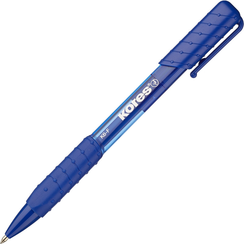Ручка шариковая автоматическая KORES К6 автомат треуг.корп,манж.,0,5мм, син