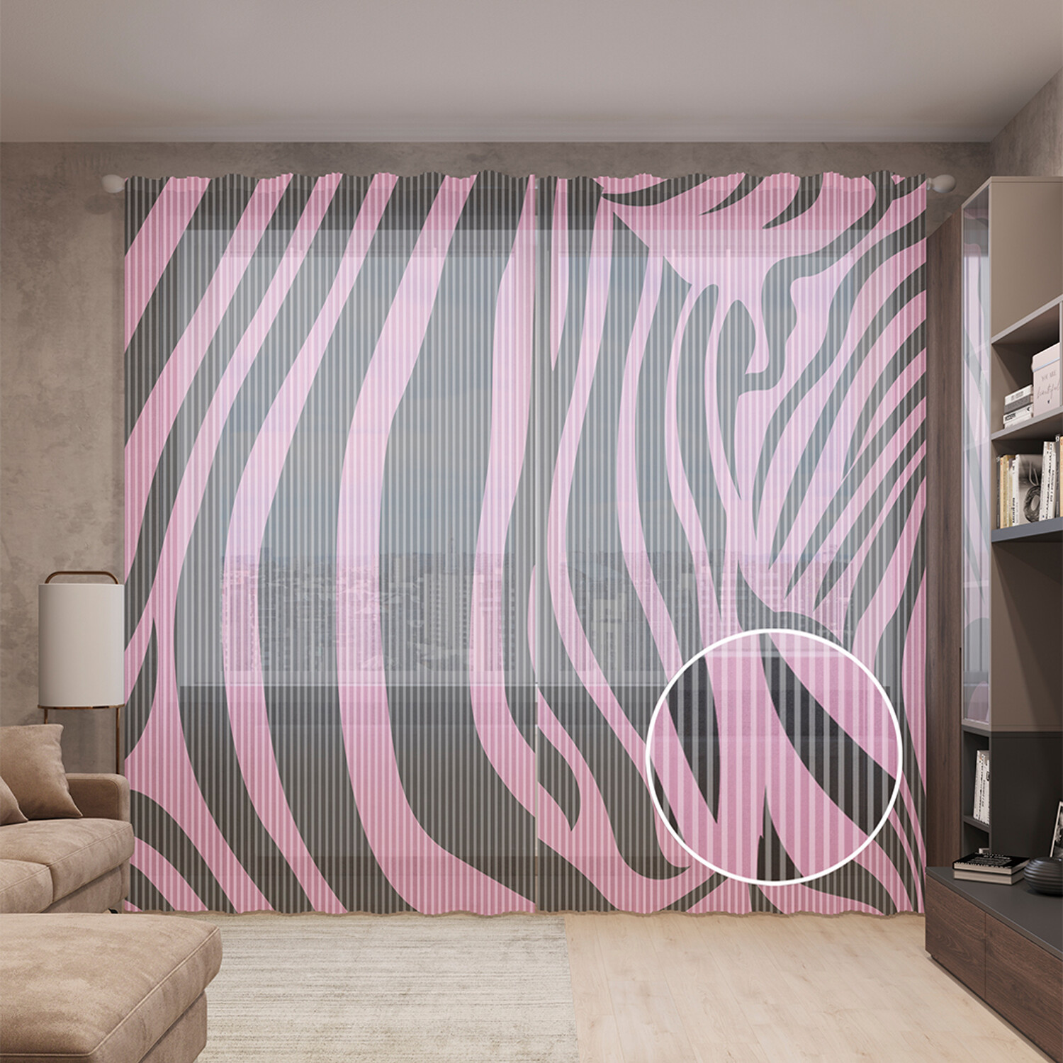 

Тюль вуаль на шторной ленте с принтом JoyArty "Зебра крупным планом", 310х265 см, Зебра крупным планом