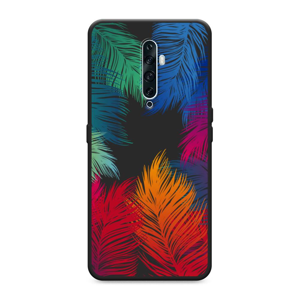 фото Матовый силиконовый чехол "рамка из перьев" на oppo reno 2z awog