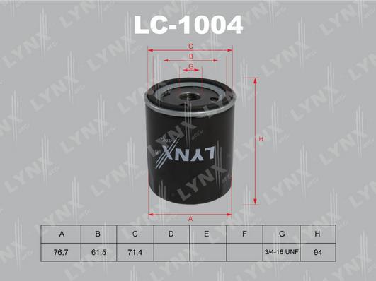 

Фильтр масляный двигателя LYNXAUTO lc1004