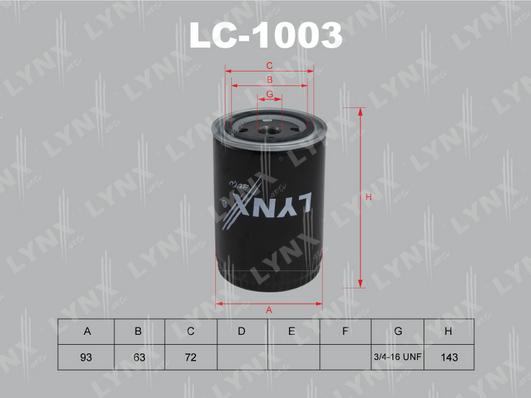 

Фильтр масляный двигателя LYNXAUTO lc1003