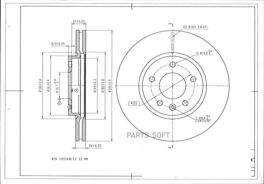 AVANTECH BR3018S Диск тормозной 1шт