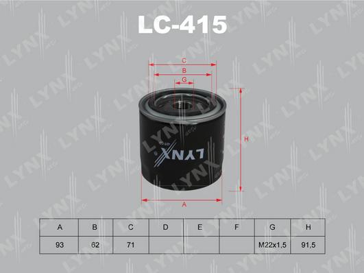 

Фильтр масляный двигателя LYNXAUTO lc415