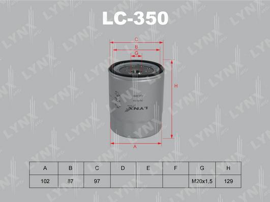 

Фильтр масляный двигателя LYNXAUTO lc350