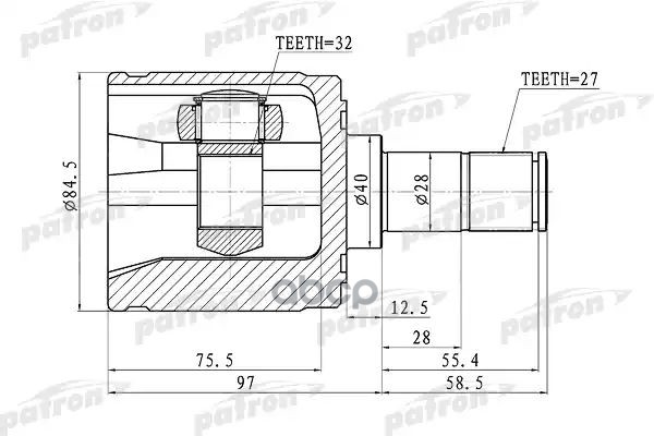 

ШРУС внутренний правый 27x40x32 HONDA ACCORD CL/CN/CM 02-08 PATRON PCV1341