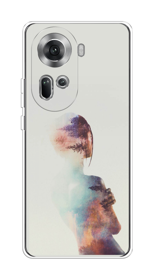 

Чехол на Oppo Reno 11 (Global) "Девушка-лес", Розовый;голубой;серый, 2515850-1