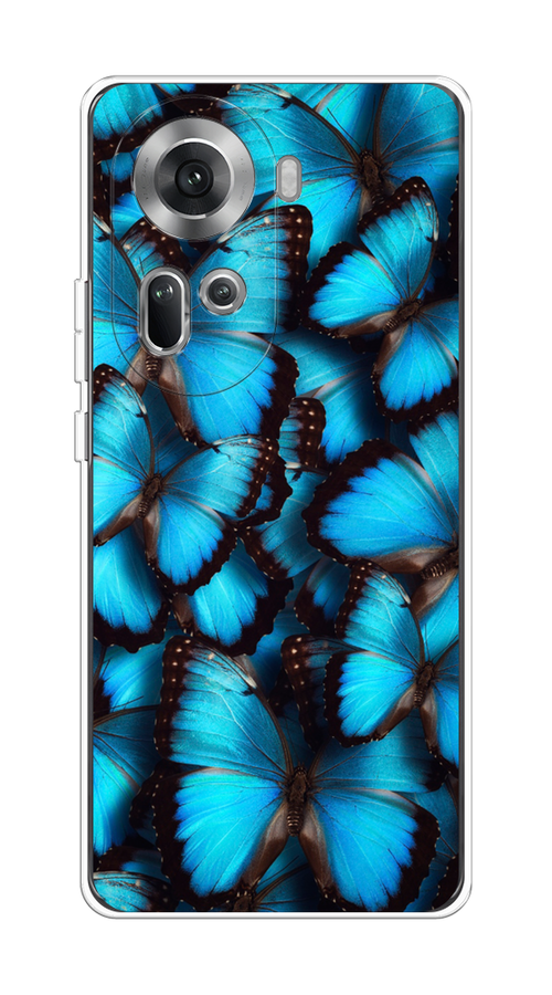 

Чехол на Oppo Reno 11 (Global) "Тропическая бабочка 2", Голубой;черный, 2515850-1