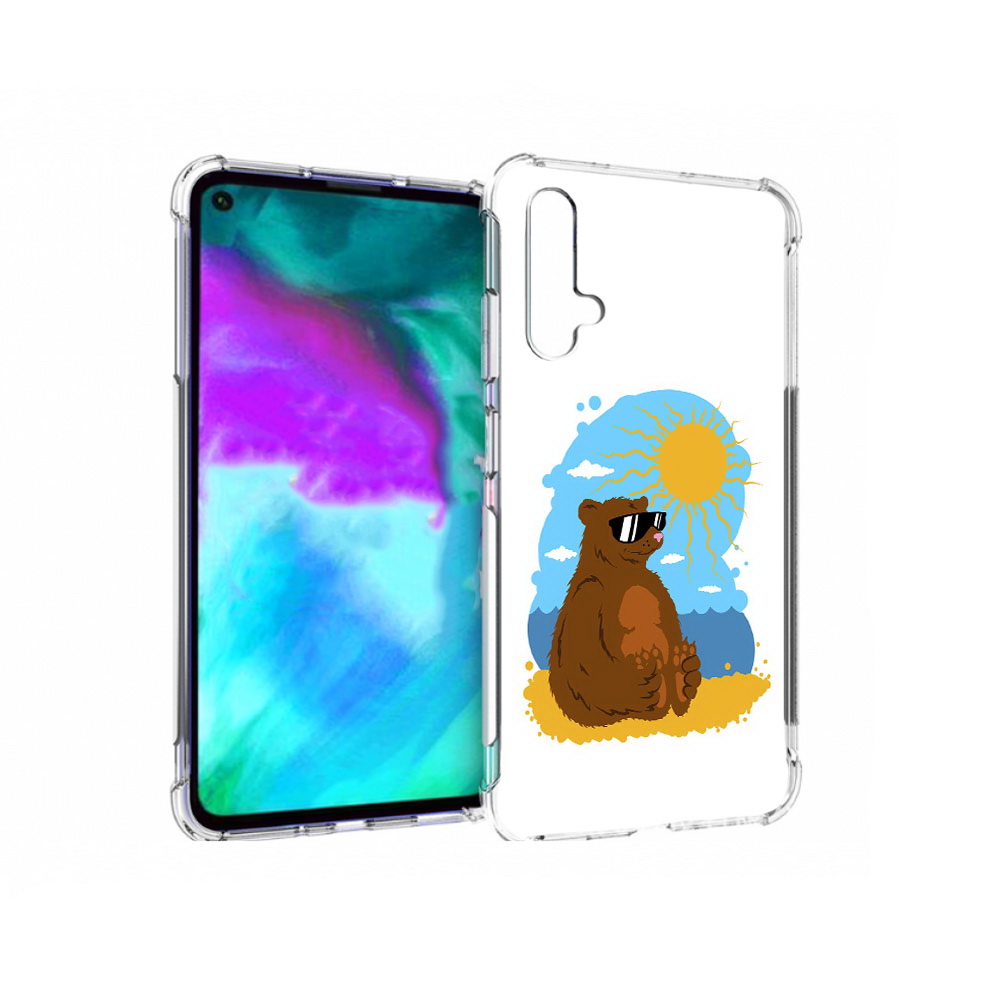 Чехол бампер MyPads медведь на чиле для Huawei nova 5T противоуд