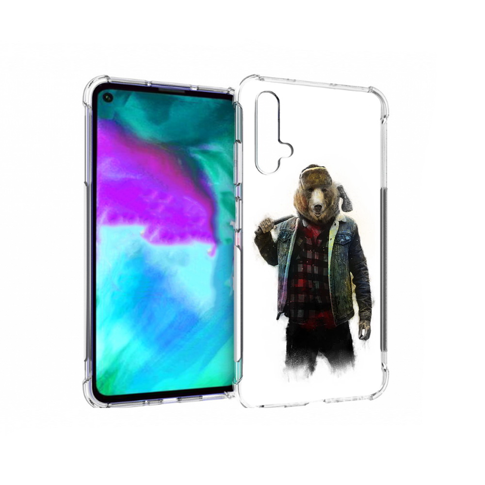 

Чехол бампер MyPads медведь с топором для Huawei nova 5T противо, Прозрачный, Tocco