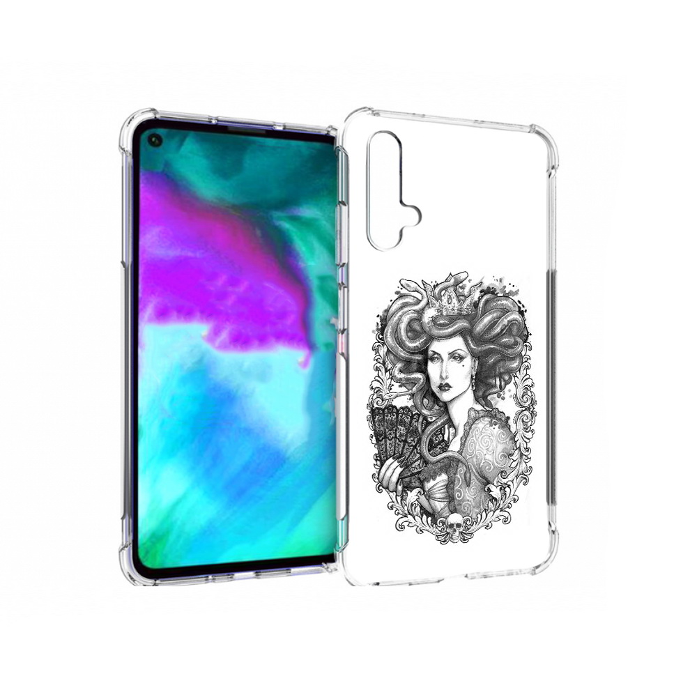 Чехол бампер MyPads медуза черно белый для Huawei nova 5T против