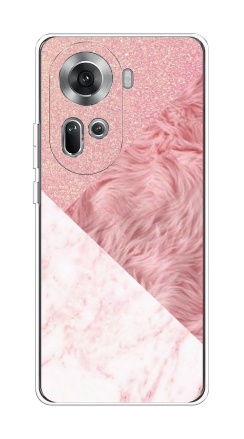 

Чехол на Oppo Reno 11 (Global) "Текстурные треугольники", Розовый;белый, 2515850-1