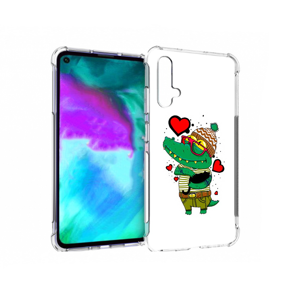 

Чехол бампер MyPads Влюбленный крокодил для Huawei nova 5T проти, Прозрачный, Tocco