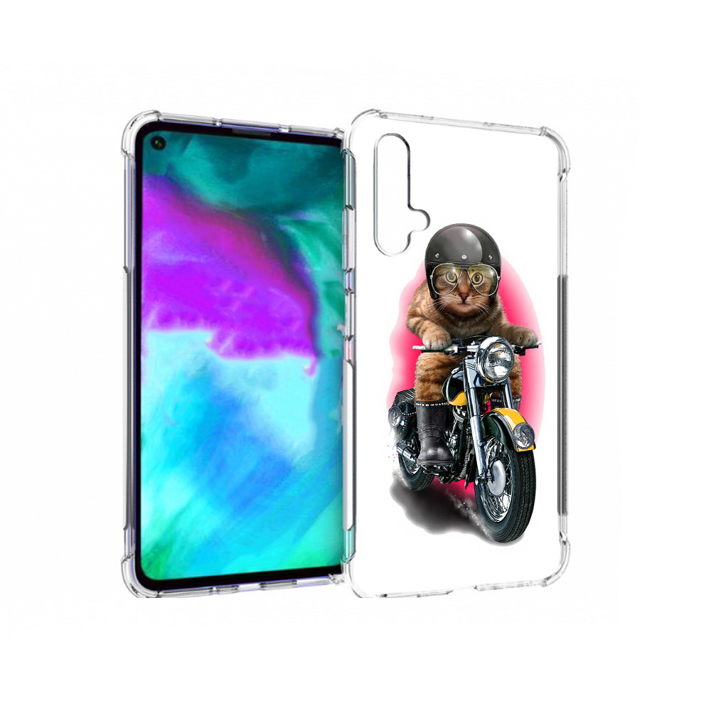 Чехол бампер MyPads мото-кот для Huawei nova 5T противоударный
