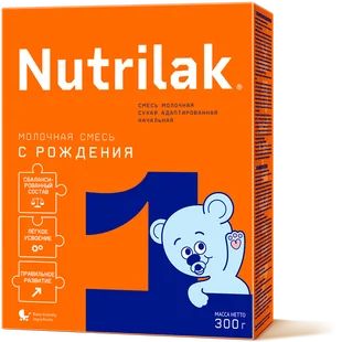 Смесь молочная сухая Nutrilak 1, с рождения, 300г нестле смесь молочная нестожен 1 от 0мес 300г