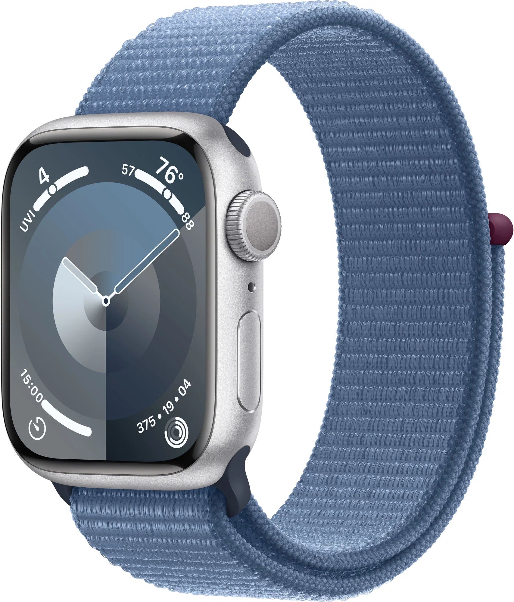 Смарт-часы Apple Watch Series 9 GPS 45mm Aluminum Case with Sport Loop, Silver/Storm Blue